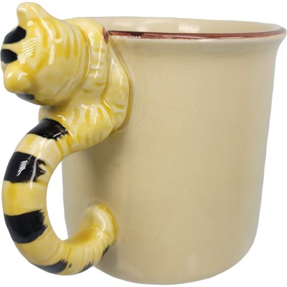 1979 Tiger Handle Coffee Mug Vintage Cup Made in Japan Tan Yellow Brown Cat - Picture 5 of 6